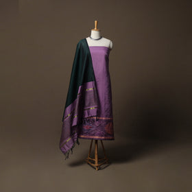 Pochampally Ikat Silk Cotton 3pc Unstitched Dress Material Suit Set 01