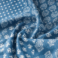 Blue - Kantha Stitch Cotton Sanganeri Print Fabric 05