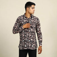 Black - Sanganeri Block Printed Cotton Men Full Sleeve Shirt 05