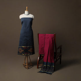 Pochampally Ikat Silk Cotton 3pc Unstitched Dress Material Suit Set 02