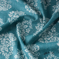 Green - Kantha Stitch Cotton Sanganeri Print Fabric 06