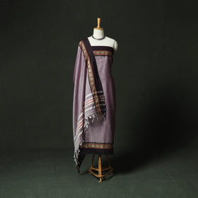 Purple - Dharwad Woven Cotton 3pc Unstitched Dress Material Suit Set 13