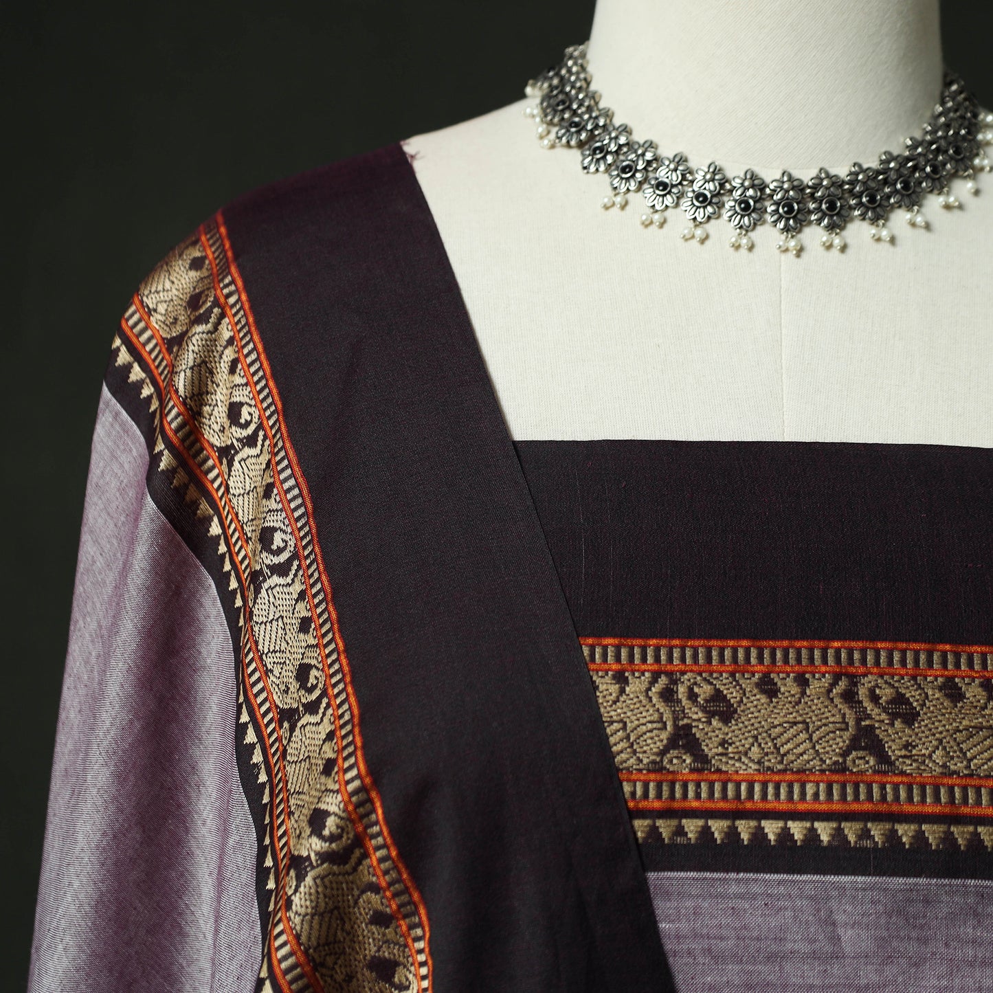 Purple - Dharwad Woven Cotton 3pc Unstitched Dress Material Suit Set 13