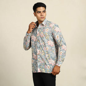 Sanganeri Block Printed Cotton Men Full Sleeve Shirt 06