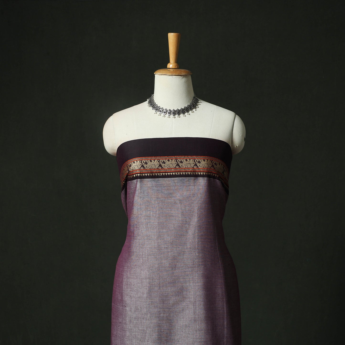 Purple - Dharwad Woven Cotton 3pc Unstitched Dress Material Suit Set 13