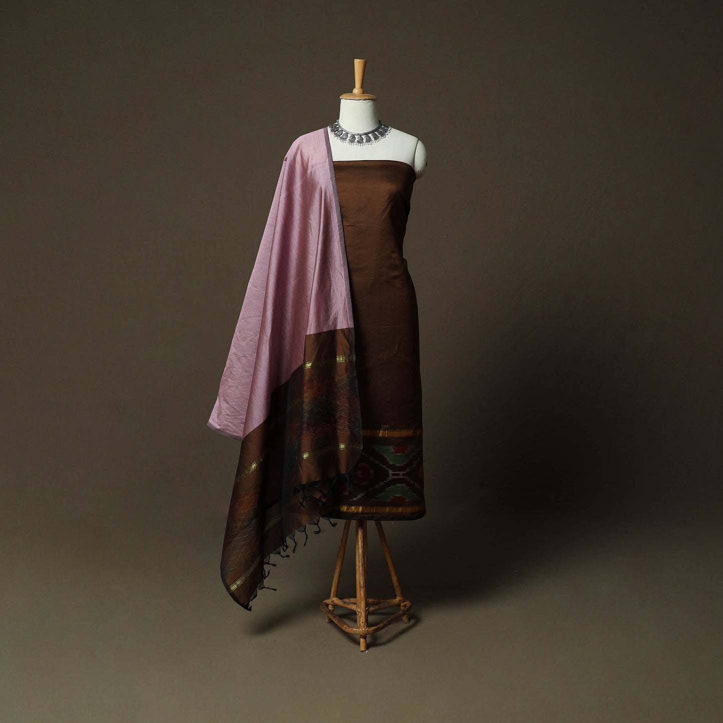 Pochampally Ikat Silk Cotton 3pc Unstitched Dress Material Suit Set 39