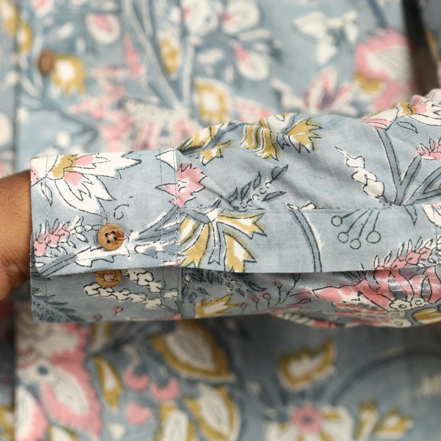 Sanganeri Block Printed Cotton Men Full Sleeve Shirt 06