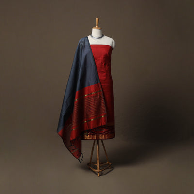 Pochampally Ikat Silk Cotton 3pc Unstitched Dress Material Suit Set 04