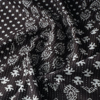 Black - Kantha Stitch Cotton Sanganeri Print Fabric 07