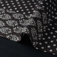 Black - Kantha Stitch Cotton Sanganeri Print Fabric 07