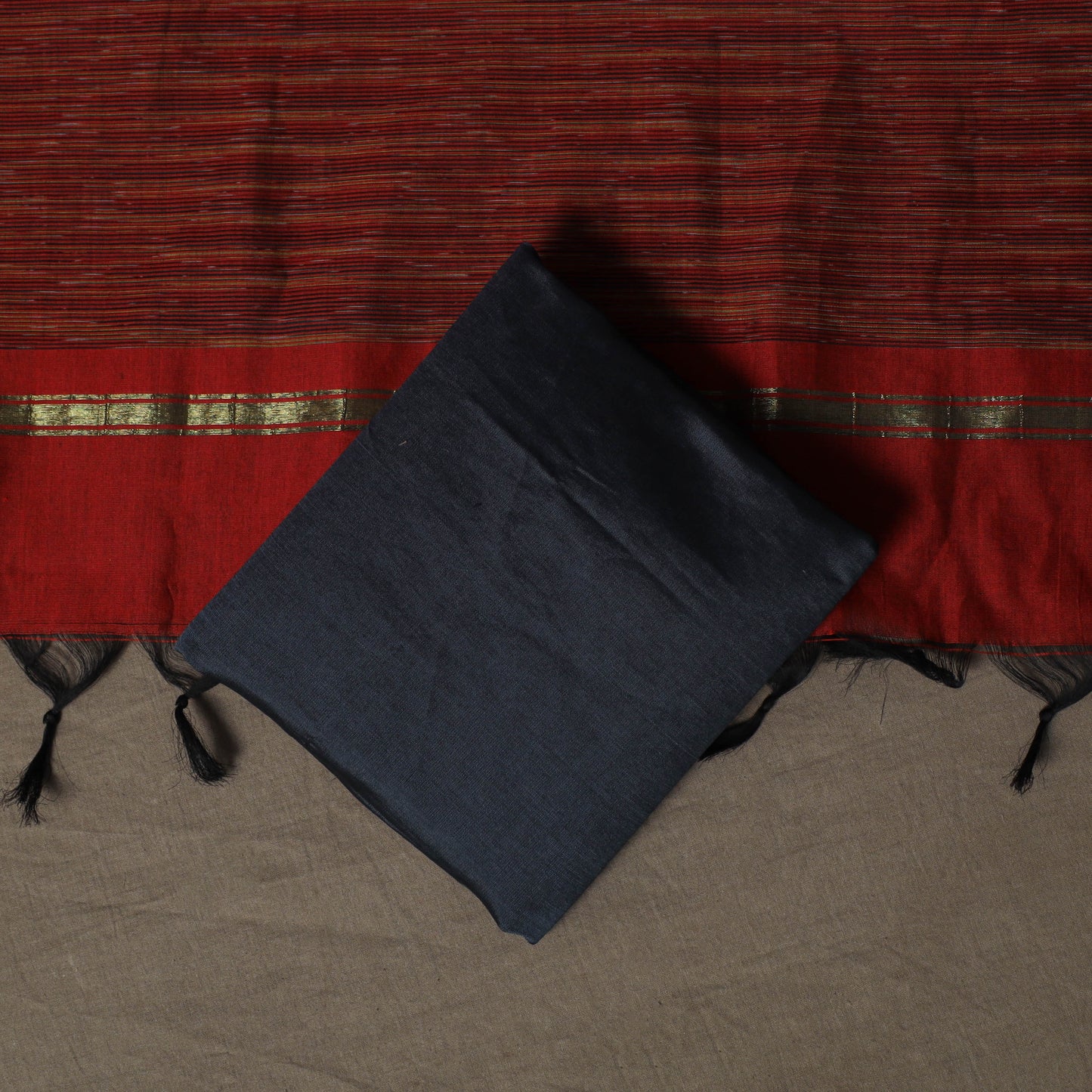 Pochampally Ikat Silk Cotton 3pc Unstitched Dress Material Suit Set 04
