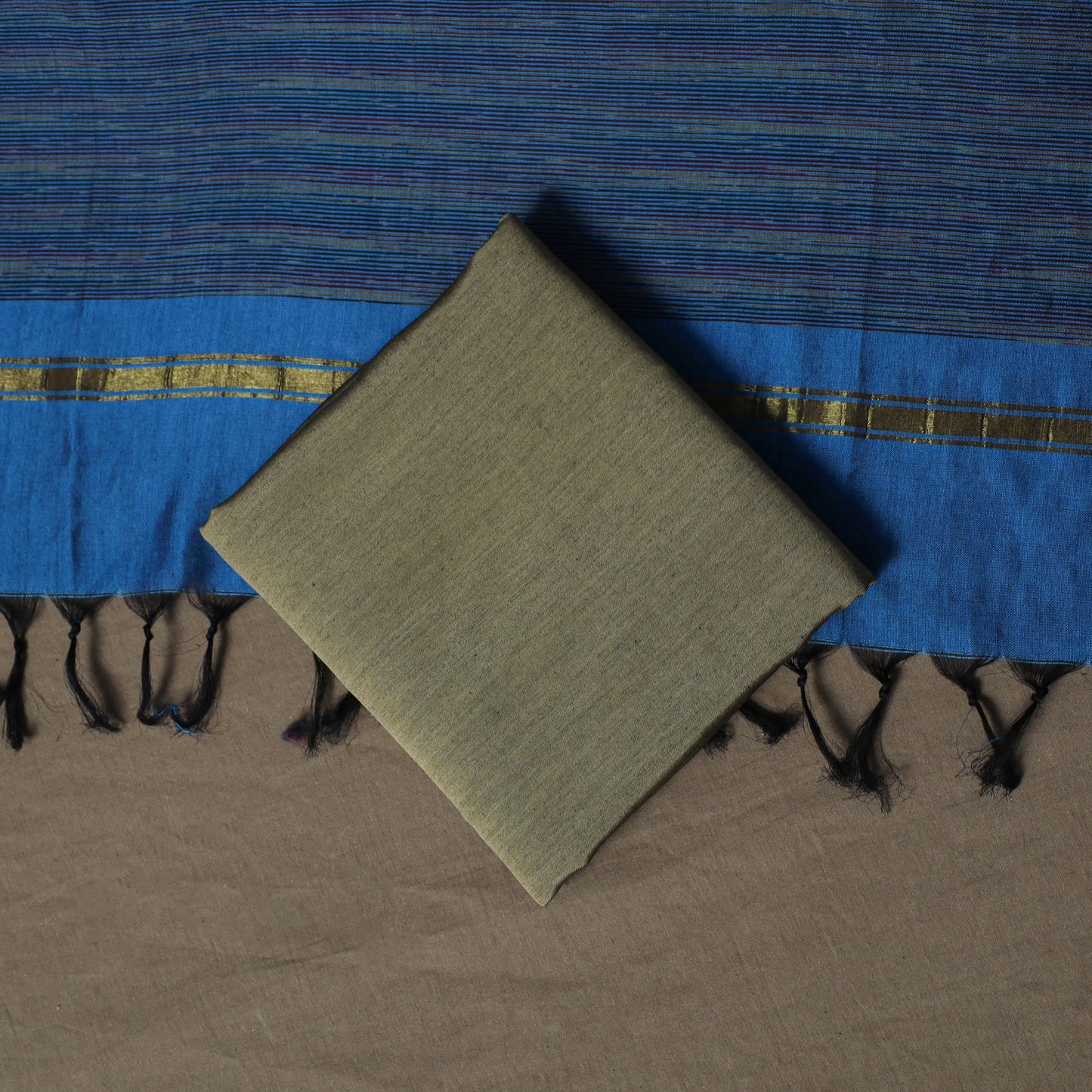 Pochampally Ikat Silk Cotton 3pc Unstitched Dress Material Suit Set 05