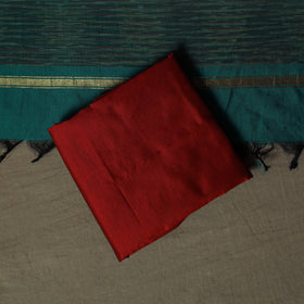 Green - Pochampally Ikat Silk Cotton 3pc Unstitched Dress Material Suit Set 40