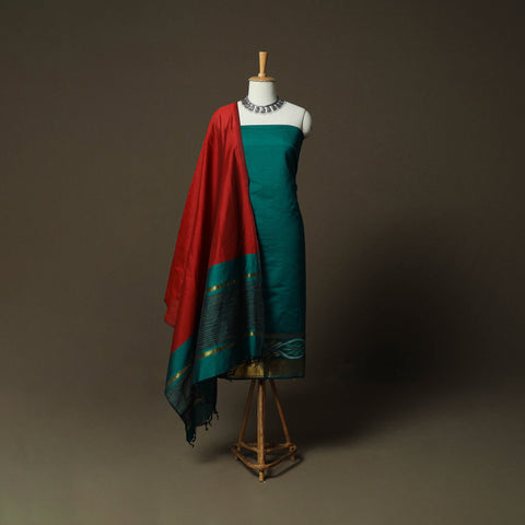 Pochampally Ikat Silk Cotton 3pc Unstitched Dress Material Suit Set 40