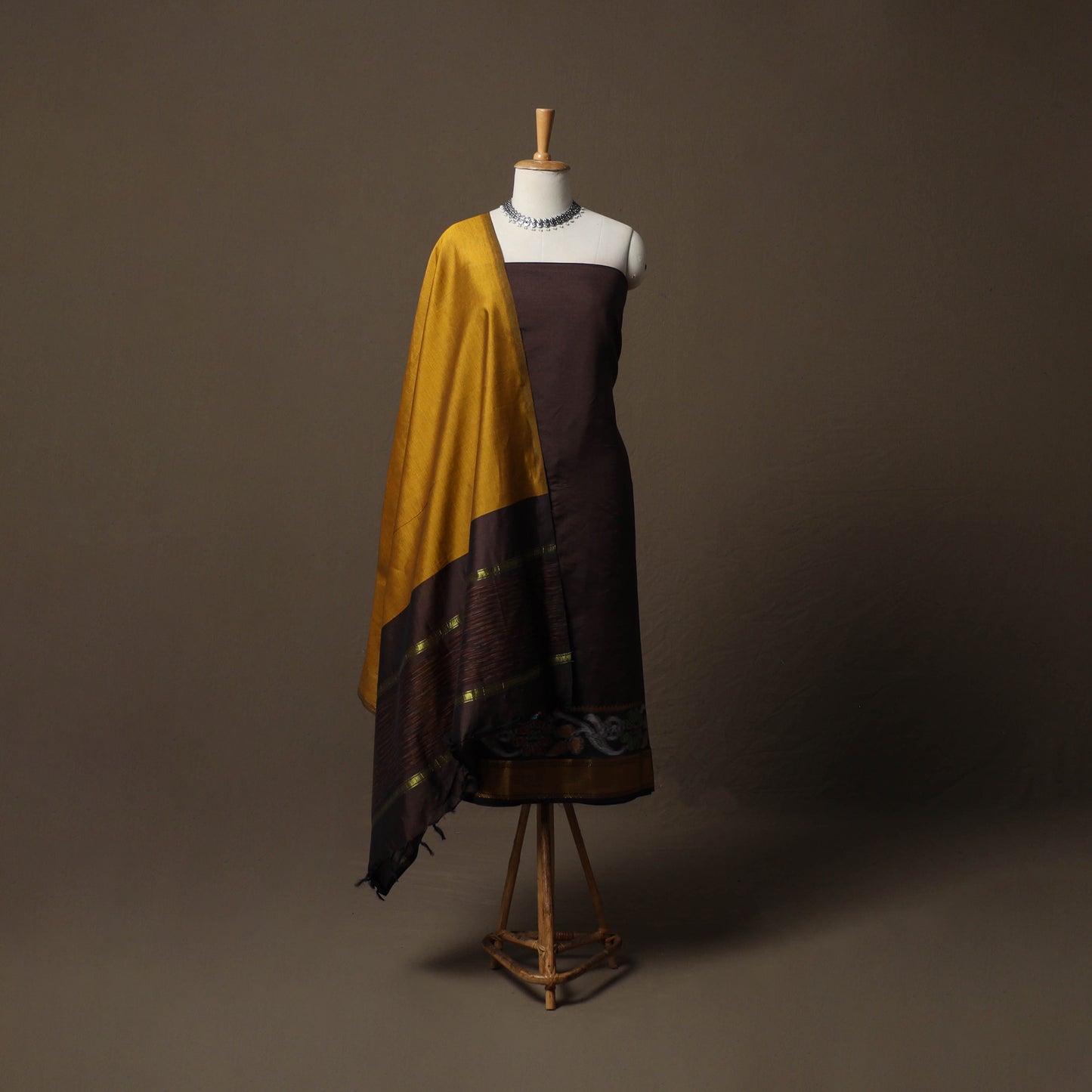 Pochampally Ikat Silk Cotton 3pc Unstitched Dress Material Suit Set 06