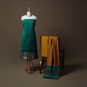 Pochampally Ikat Silk Cotton 3pc Unstitched Dress Material Suit Set 07