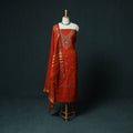 Red - Ilkal Kasuti Embroidery Cotton 3pc Unstitched Dress Material Suit Set 01