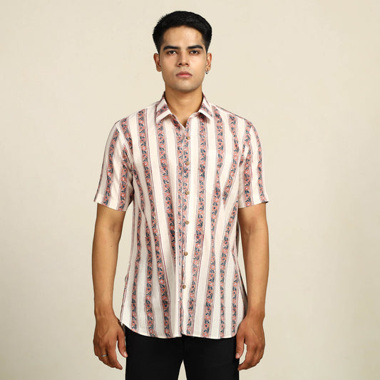 Sanganeri Block Printed Cotton Men Half Sleeve Shirt 12