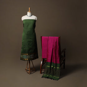 Pochampally Ikat Silk Cotton 3pc Unstitched Dress Material Suit Set 09