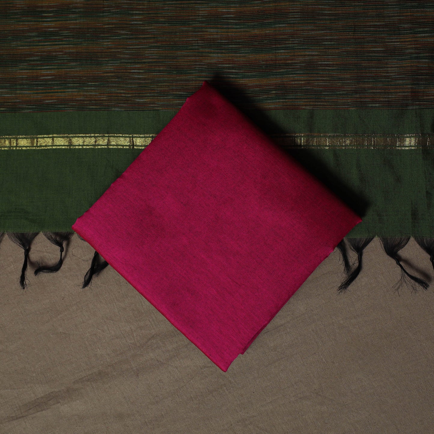 Pochampally Ikat Silk Cotton 3pc Unstitched Dress Material Suit Set 09