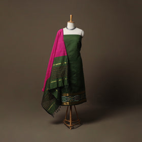 Pochampally Ikat Silk Cotton 3pc Unstitched Dress Material Suit Set 09