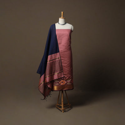 Pochampally Ikat Silk Cotton 3pc Unstitched Dress Material Suit Set 10