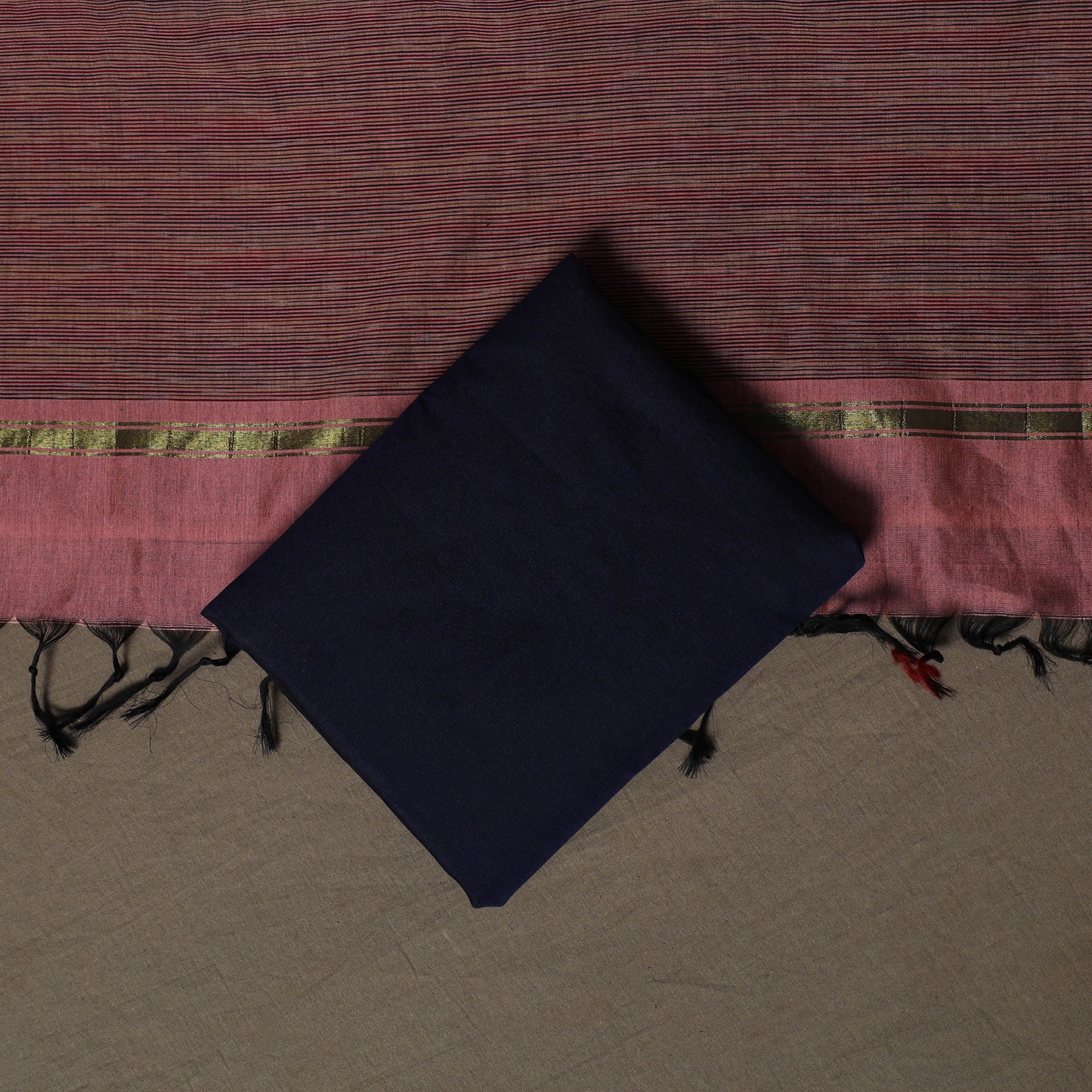 Pochampally Ikat Silk Cotton 3pc Unstitched Dress Material Suit Set 10
