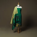 Green - Pochampally Ikat Silk Cotton 3pc Unstitched Dress Material Suit Set 46