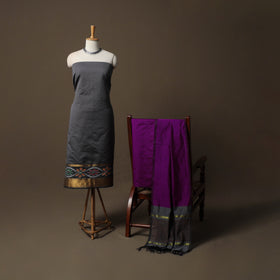 Pochampally Ikat Silk Cotton 3pc Unstitched Dress Material Suit Set 12