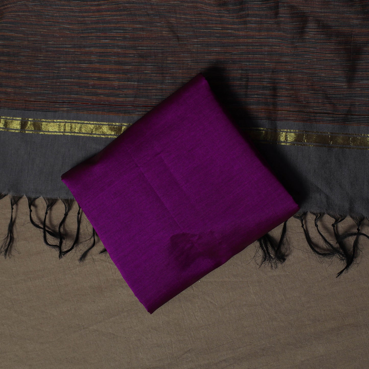 Pochampally Ikat Silk Cotton 3pc Unstitched Dress Material Suit Set 12