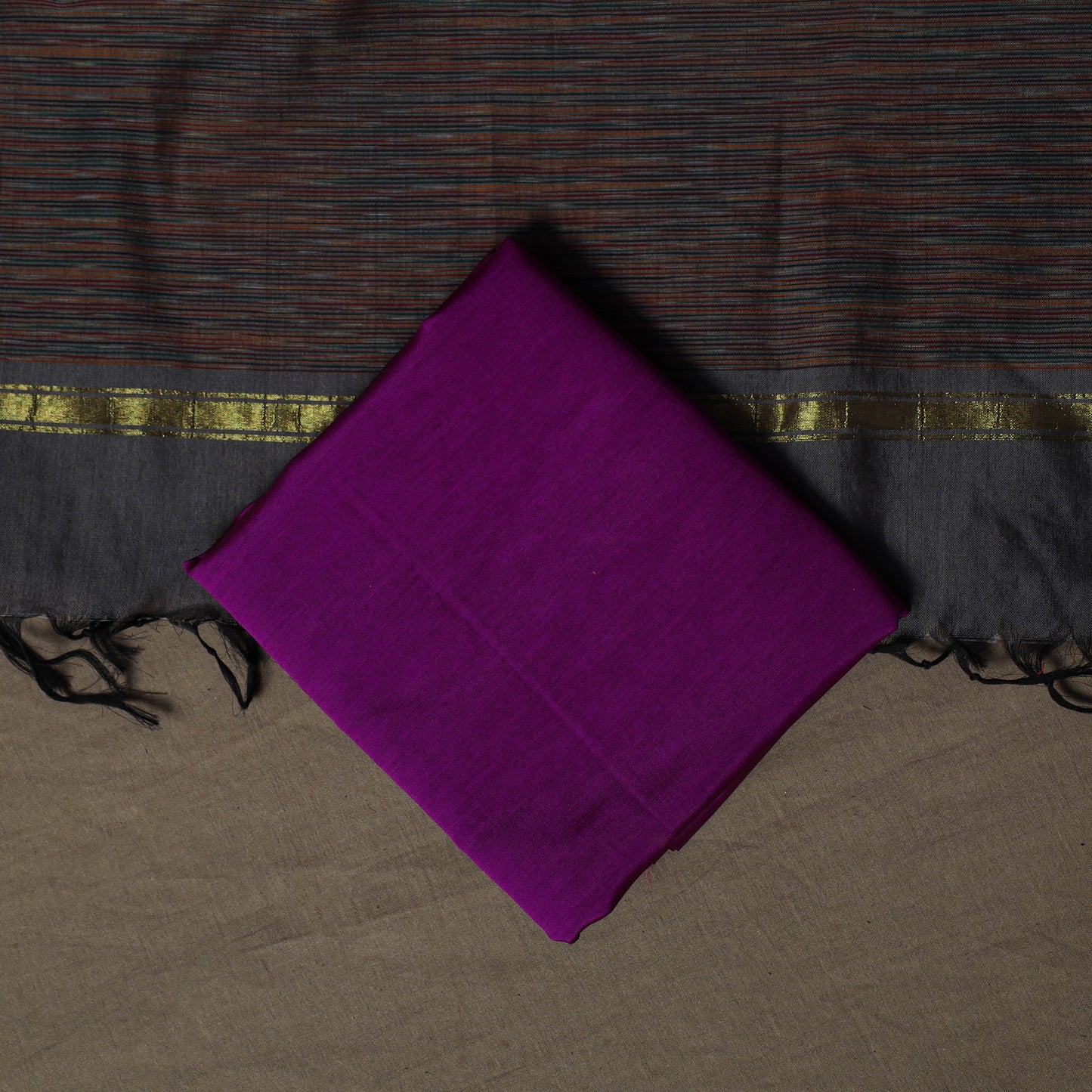 Pochampally Ikat Silk Cotton 3pc Unstitched Dress Material Suit Set 13