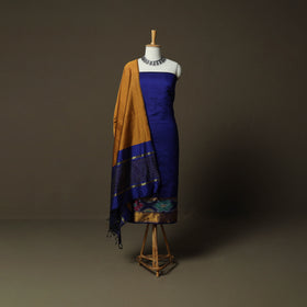 Pochampally Ikat Silk Cotton 3pc Unstitched Dress Material Suit Set 49