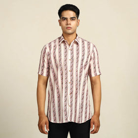  Sanganeri Block Printed Cotton Men Half Sleeve Shirt 14 