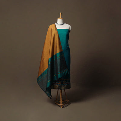 Pochampally Ikat Silk Cotton 3pc Unstitched Dress Material Suit Set 14