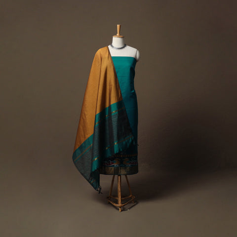Pochampally Ikat Silk Cotton 3pc Unstitched Dress Material Suit Set 14