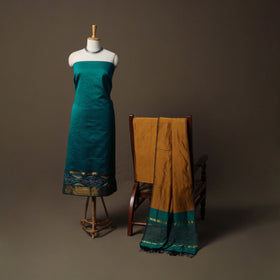 Pochampally Ikat Silk Cotton 3pc Unstitched Dress Material Suit Set 15