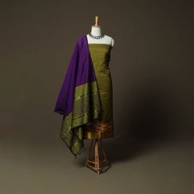 Pochampally Ikat Silk Cotton 3pc Unstitched Dress Material Suit Set 50