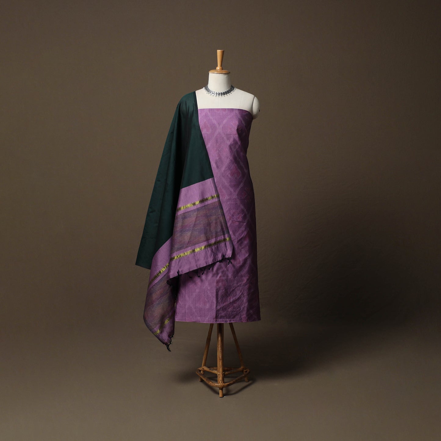 Pochampally Ikat Silk Cotton 3pc Unstitched Dress Material Suit Set 25