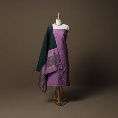 Pochampally Ikat Silk Cotton 3pc Unstitched Dress Material Suit Set 25
