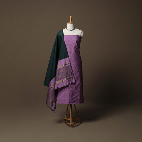 Pochampally Ikat Silk Cotton 3pc Unstitched Dress Material Suit Set 25