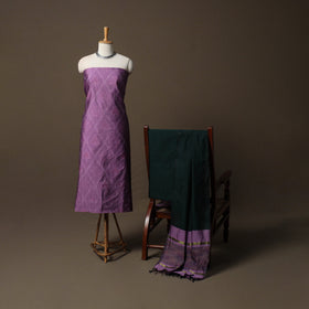 Pochampally Ikat Silk Cotton 3pc Unstitched Dress Material Suit Set 25