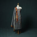 Grey - Ilkal Kasuti Embroidery Cotton 3pc Unstitched Dress Material Suit Set 09