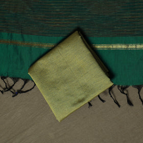 Green - Pochampally Ikat Silk Cotton 3pc Unstitched Dress Material Suit Set 51