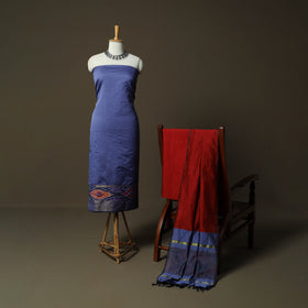 Pochampally Ikat Silk Cotton 3pc Unstitched Dress Material Suit Set 52