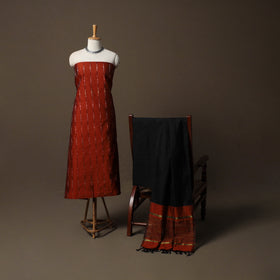 Pochampally Ikat Silk Cotton 3pc Unstitched Dress Material Suit Set 16