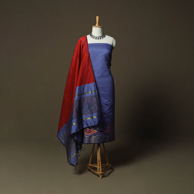 Pochampally Ikat Silk Cotton 3pc Unstitched Dress Material Suit Set 52