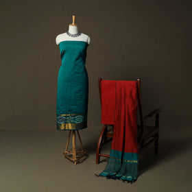 Pochampally Ikat Silk Cotton 3pc Unstitched Dress Material Suit Set 54