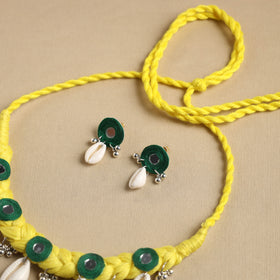 Yellow - thread braided shell choker necklace set 11