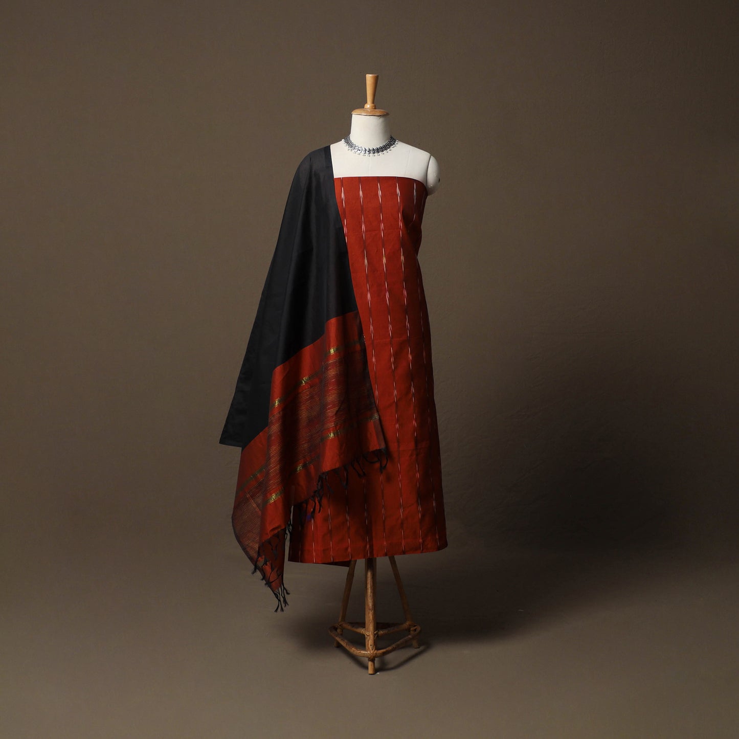 Pochampally Ikat Silk Cotton 3pc Unstitched Dress Material Suit Set 16