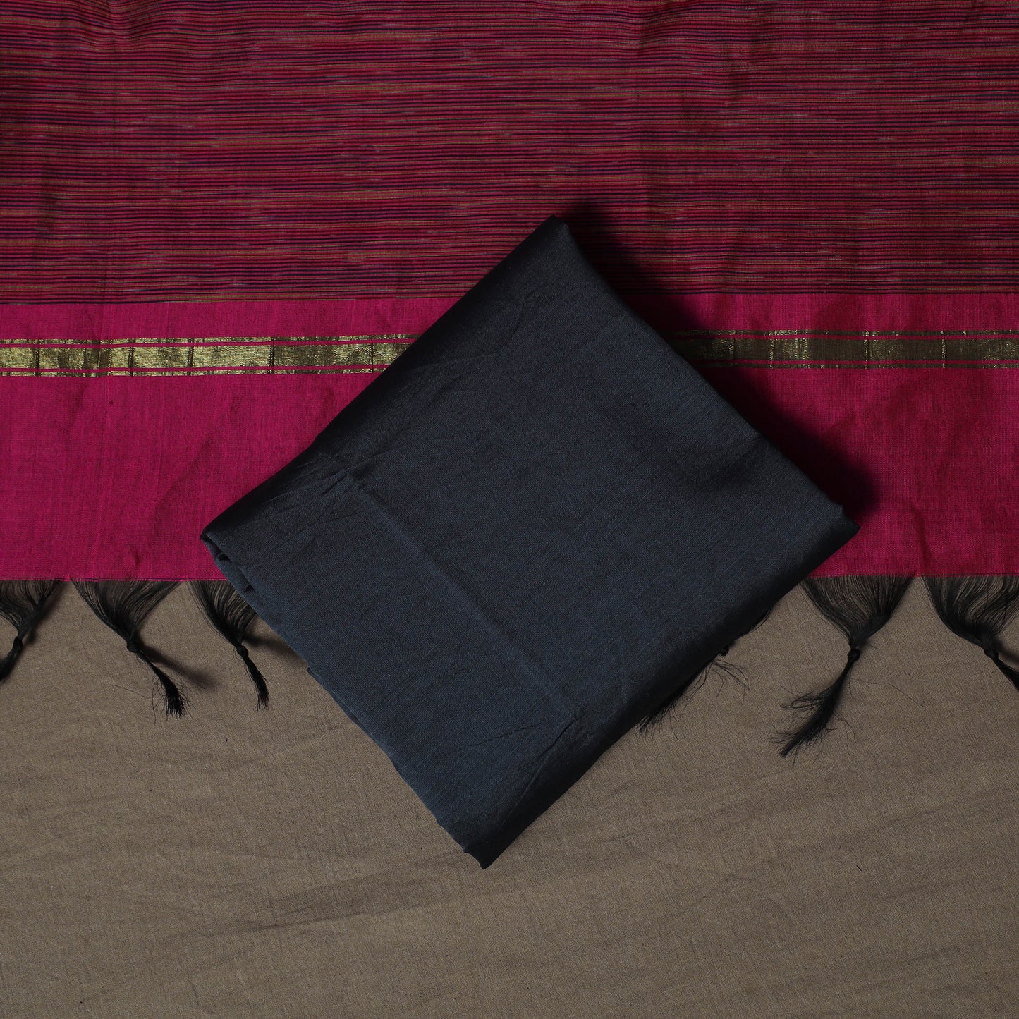 Pochampally Ikat Silk Cotton 3pc Unstitched Dress Material Suit Set 17